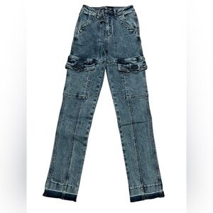 RtA Eva Slim Cargo Jeans‎ women’s Denim pants Light Wash size 26 pockets